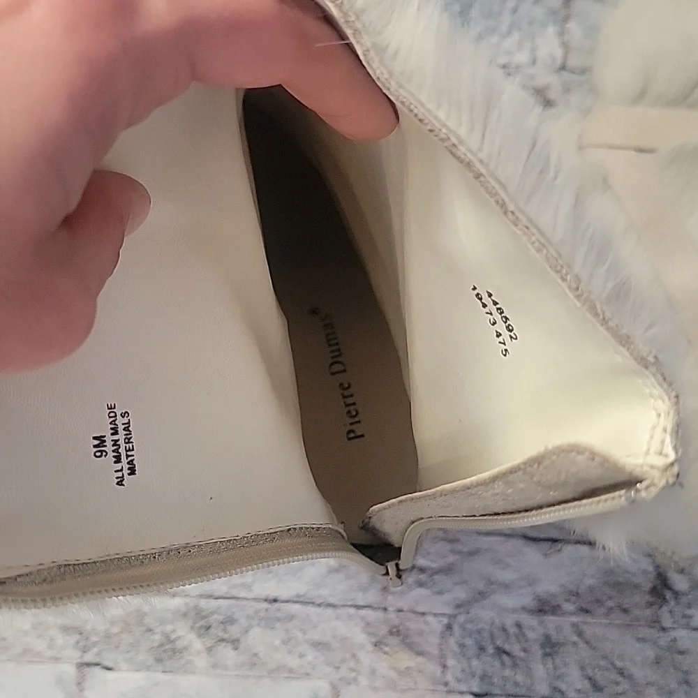 Pierre Dumas 3 Inch Heel Boots with Faux Fur Cream - Picture 11 of 12